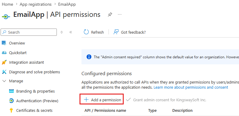 Azure Entra App Add permission
